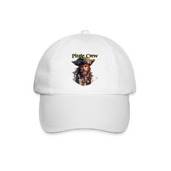 Pirat / Ahoi / Anker / Kapitän / Totenkopf / Rum - Baseballkappe - Weiß/Weiß - Vorne