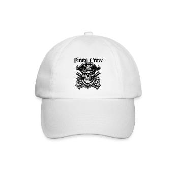 Pirat / Ahoi / Anker / Kapitän / Totenkopf / Rum - Baseballkappe - Weiß/Weiß - Vorne