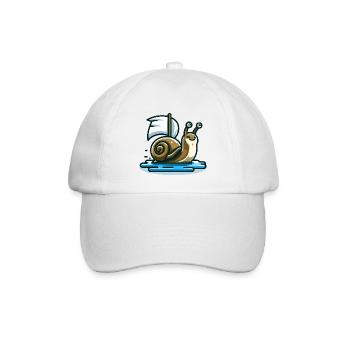 Segelschnecke: Der nautische Navigator - Baseballkappe - Weiß/Weiß - Vorne