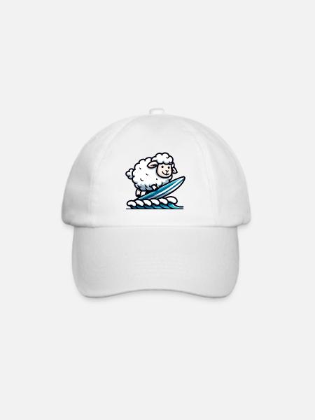 Surfschafe: Woolly Waves Rider - Baseballkappe - Weiß/Weiß