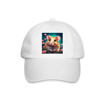 Hamster im Glück - Baseballkappe - Weiß/Weiß - Vorne