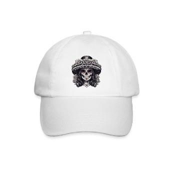 La Catrina/ Tattoo / Mexiko / Totenkopf / Skull - Baseballkappe - Weiß/Weiß - Vorne