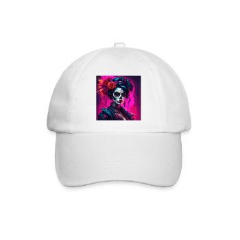 La Catrina/ Tattoo / Mexiko / Totenkopf / Skull - Baseballkappe - Weiß/Weiß - Vorne