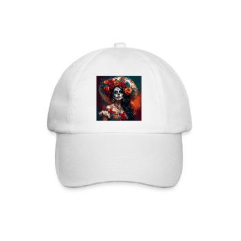 La Catrina/ Tattoo / Mexiko / Totenkopf / Skull - Baseballkappe - Weiß/Weiß - Vorne