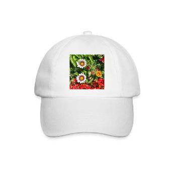Mittagsblume – Sonnenkuss auf Lebensfreude - Baseballkappe - Weiß/Weiß - Vorne
