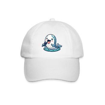 Melody Whale: Der aquatische Crooner - Baseballkappe - Weiß/Weiß - Vorne