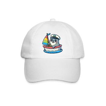 Segelrobbe: Der nautische Seefahrer - Baseballkappe - Weiß/Weiß - Vorne