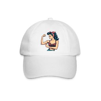 Stärke starke Frau Rockabilly Bizeps Geschenk - Baseballkappe - Weiß/Weiß - Vorne
