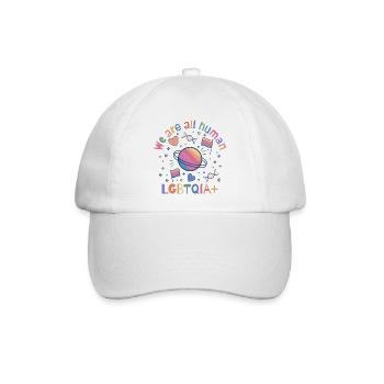 Wir sind alle Menschen, LGBTQIA+ Pride - Baseballkappe - Weiß/Weiß - Vorne
