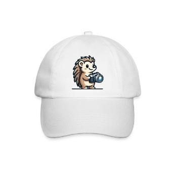 Schnappschuss-Igel: Der Shutterbug-Kumpel - Baseballkappe - Weiß/Weiß - Vorne