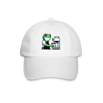 Coffee Brewin' Frog: Der Espresso-Experte - Baseballkappe - Weiß/Weiß - Vorne