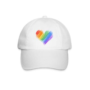 Regenbogenherz Pinselstrich - Baseballkappe - Weiß/Weiß - Vorne