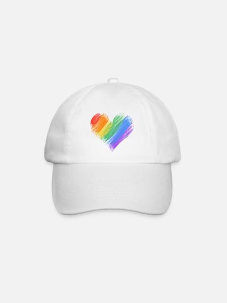 Regenbogenherz Pinselstrich - Baseballkappe - Weiß/Weiß