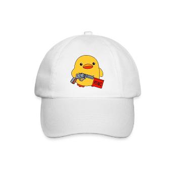 Lustige dicke Baby Ente mit Spielzeugpistole Peng - Baseballkappe - Weiß/Weiß - Vorne
