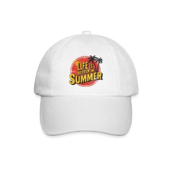 Life Is Better In Summer Palmenstrand Urlaub - Baseballkappe - Weiß/Weiß - Vorne