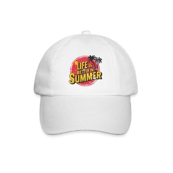 Life Is Better In Summer Palmenstrand Urlaub - Baseballkappe - Weiß/Weiß - Vorne