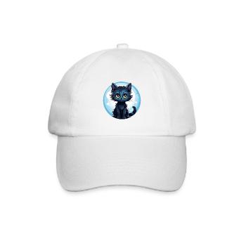 Mondlichtkatze im Nachtkreis - Baseballkappe - Weiß/Weiß - Vorne