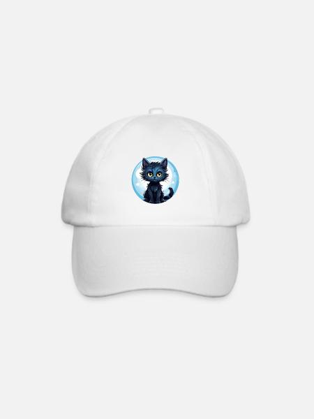 Mondlichtkatze im Nachtkreis - Baseballkappe - Weiß/Weiß