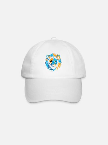 Farbenfroher Löwenkopf-Ikone - Baseballkappe - Weiß/Weiß