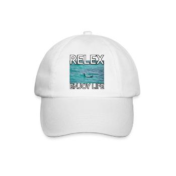 Relax am Meer – Lebensfreude - Baseballkappe - Weiß/Weiß - Vorne