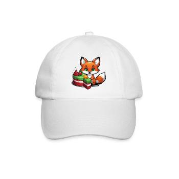Kleiner Fuchs mit Geburtstagskuchen - Baseballkappe - Weiß/Weiß - Vorne