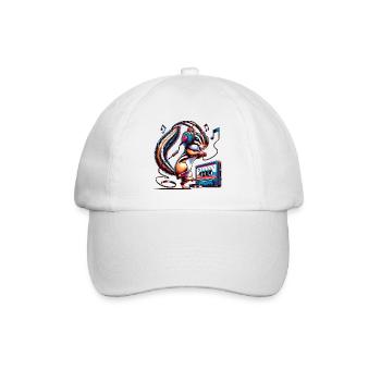 fröhliches Streifenhörnchen mit Kopfhörern - Baseballkappe - Weiß/Weiß - Vorne