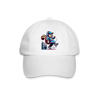 fröhliches Streifenhörnchen mit Kopfhörern - Baseballkappe - Weiß/Weiß - Vorne