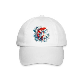 Japanischer japanischer Koi-Karpfenfisch - Baseballkappe - Weiß/Weiß - Vorne