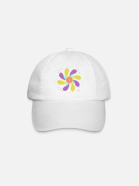 Bunte psychedelische Blume - Baseballkappe - Weiß/Weiß