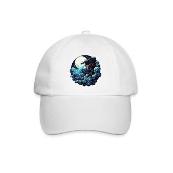 Mystischer Drache, der Wasser im Mondlicht spuckt - Baseballkappe - Weiß/Weiß - Vorne