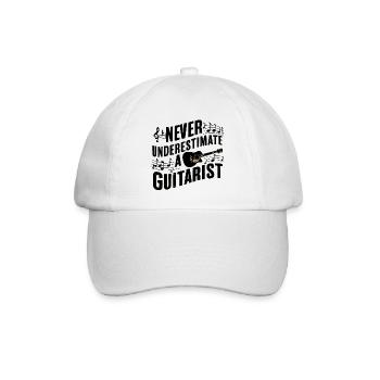Unterschätze niemals einen Gitarristen Gitarristin - Baseballkappe - Weiß/Weiß - Vorne