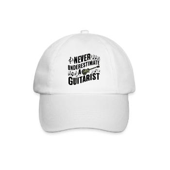 Unterschätze niemals einen Gitarristen Gitarristin - Baseballkappe - Weiß/Weiß - Vorne