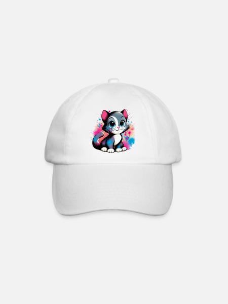 Katze - Baseballkappe - Weiß/Weiß