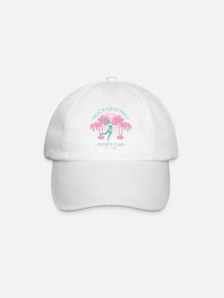 Beach Volleyball - Pink - Baseballkappe - Weiß/Weiß
