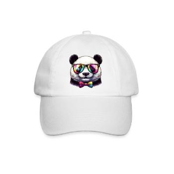 Panda mit Brille und Fliege - Baseballkappe - Weiß/Weiß - Vorne