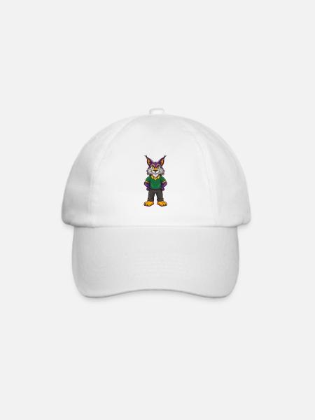 Luchs Lustige Kawaii Cartoon Figur Clipart - Baseballkappe - Weiß/Weiß