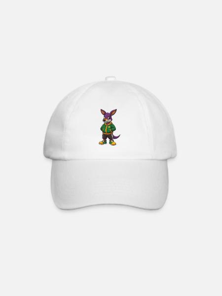 Känguru Lustige Kawaii Cartoon Figur Clipart - Baseballkappe - Weiß/Weiß