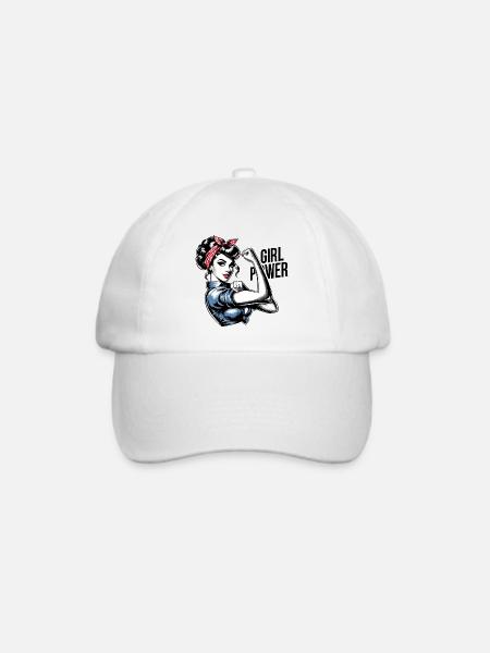 Frauenpower Stärke Frau Rockabilly Geschenk - Baseballkappe - Weiß/Weiß