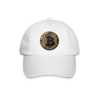 Bitcoin im Mosaik-Stil - Baseballkappe - Weiß/Weiß - Vorne