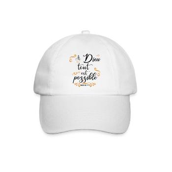 Für Gott sind alle Dinge möglich - Gott - Evangelien - Gott - Baseballkappe - Weiß/Weiß - Vorne