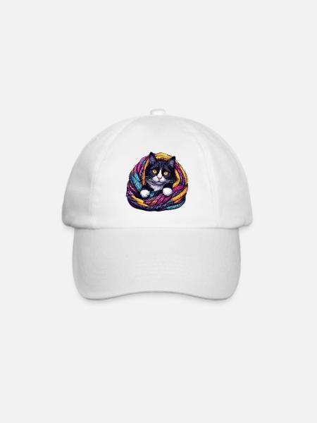 Katze - Baseballkappe - Weiß/Weiß