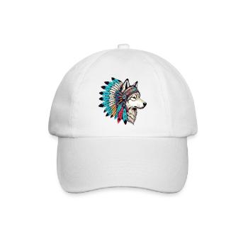 Indianerwolf Amerikanische Rothaut - Baseballkappe - Weiß/Weiß - Vorne