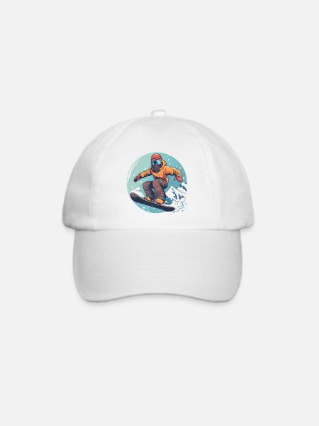 Snowboarding Grafik - Baseballkappe - Weiß/Weiß