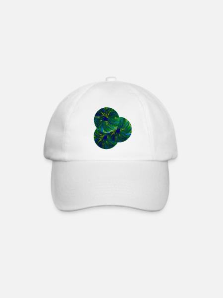 Blau-Grünes Design- handgemalt von Martina Eßer - Baseballkappe - Weiß/Weiß
