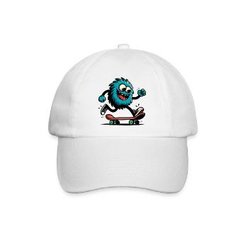 Marsianischer Außerirdischer Außerirdischer auf Skateboard - Baseballkappe - Weiß/Weiß - Vorne
