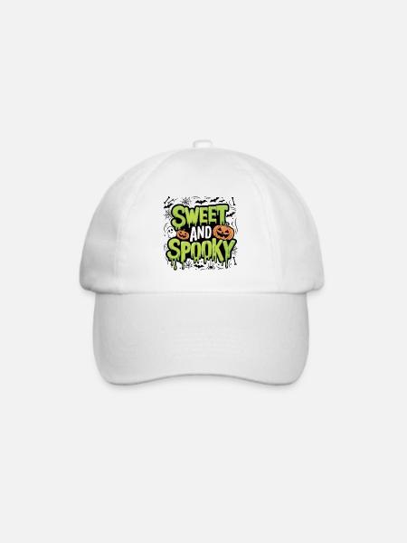Sweet and Spooky Süßer Halloween Spruch - Baseballkappe - Weiß/Weiß