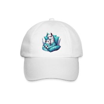 Kuscheln Lama Lamas Geschenk - Baseballkappe - Weiß/Weiß - Vorne