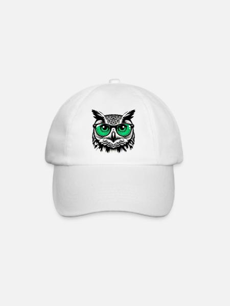 Eule mit Brille - Baseballkappe - Weiß/Weiß
