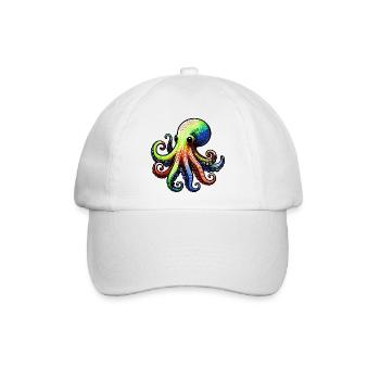 Krake - Baseballkappe - Weiß/Weiß - Vorne
