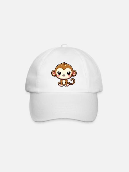 Affe - Baseballkappe - Weiß/Weiß